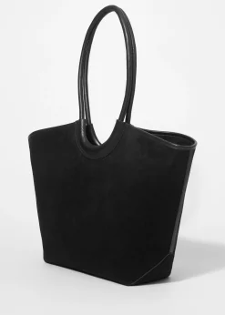 & Other Stories Tragetasche aus Veloursleder mit Lederbesatz