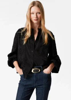 & Other Stories Voluminöse Bluse mit Blumenapplikation