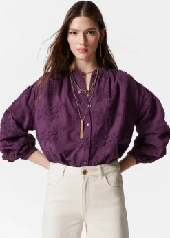 & Other Stories Voluminöse Bluse mit Blumenapplikation