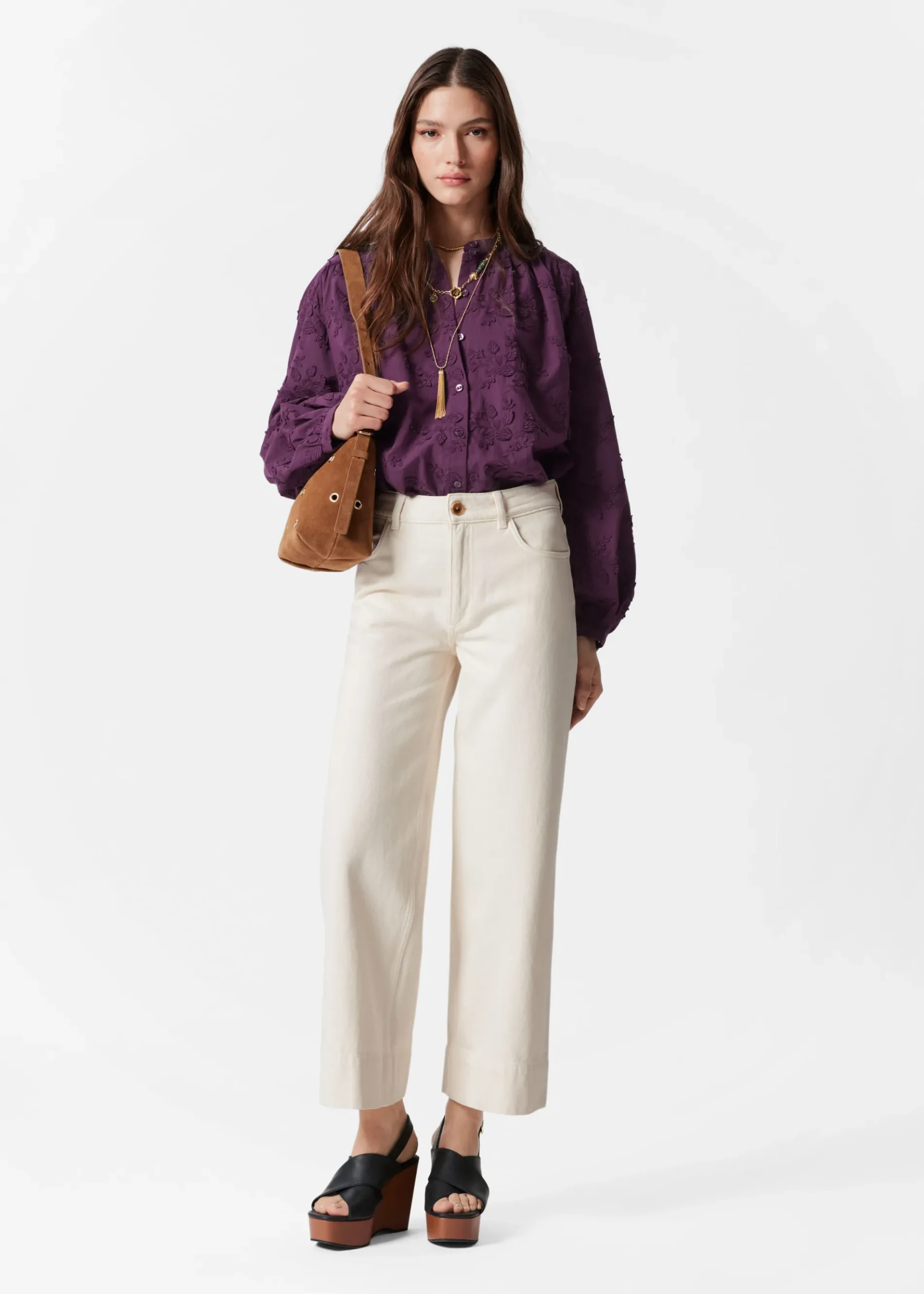 & Other Stories Voluminöse Bluse mit Blumenapplikation
